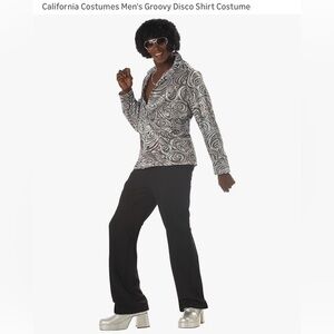 California Costumes Men’s Groovy Disco shirt &Fly collar wig costume L 42-44 NEW